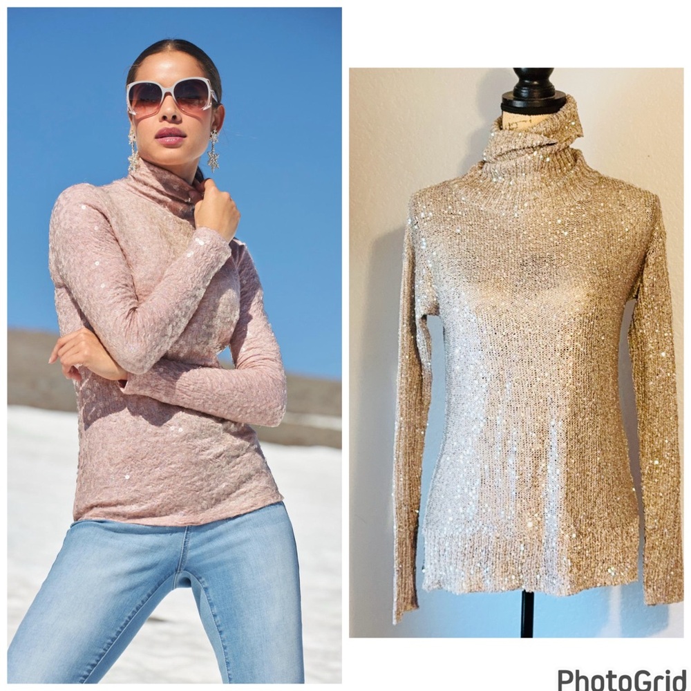 Boston Proper Sequin Turtleneck Sweater